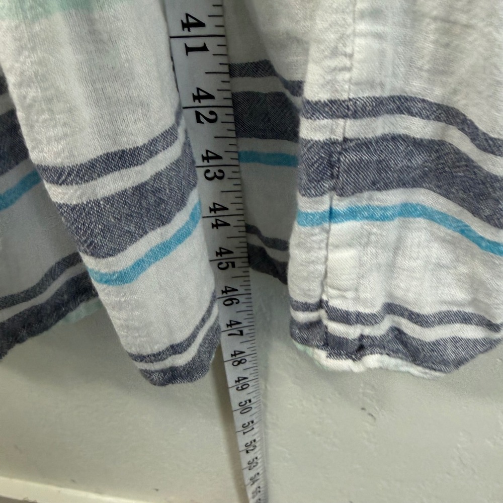 Rails Ashlyn Linen Blend Midi Dress XL Blue Stripe Smocked Coastal Beach Boho - Picture 12 of 13